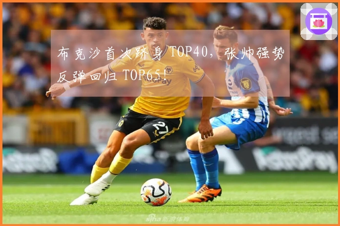 布克沙首次跻身 TOP40，张帅强势反弹回归 TOP65！